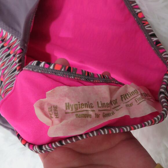 Athleta Womens Sz 34B 34C Pink Gray One Piece Swimsuit Criss Cross Back - Picture 8 of 8